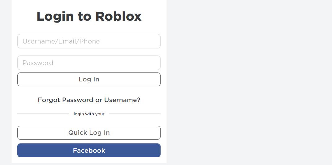 roblox account settings quick login