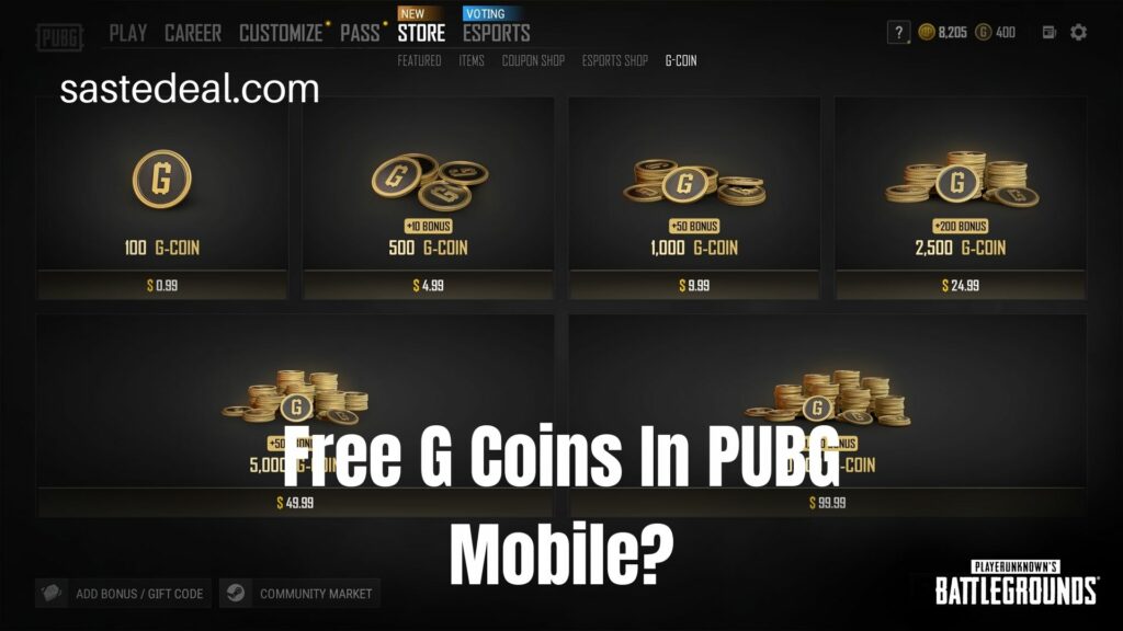 How to get free g coins in PUBG?